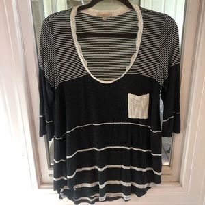 Anthropologie 3/4 length sleeve Striped Top